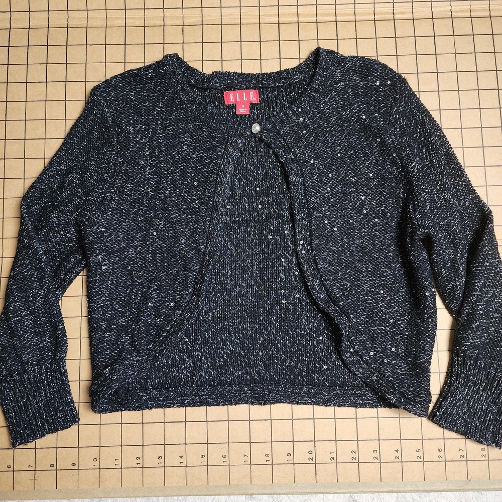 S black sparkly Elle brand top button shawl womens size small